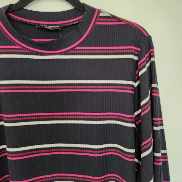 LANE BRYANT NWT Striped Mock Neck Ribbed Long Sleeve Dress Plus Size 26/28 - Picture 3 of 8